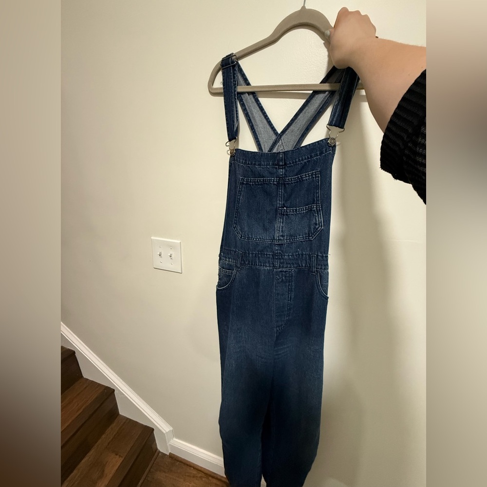 Free People Ziggy Overalls - Dark Wash Denim - LARGE - Picture 3 of 4